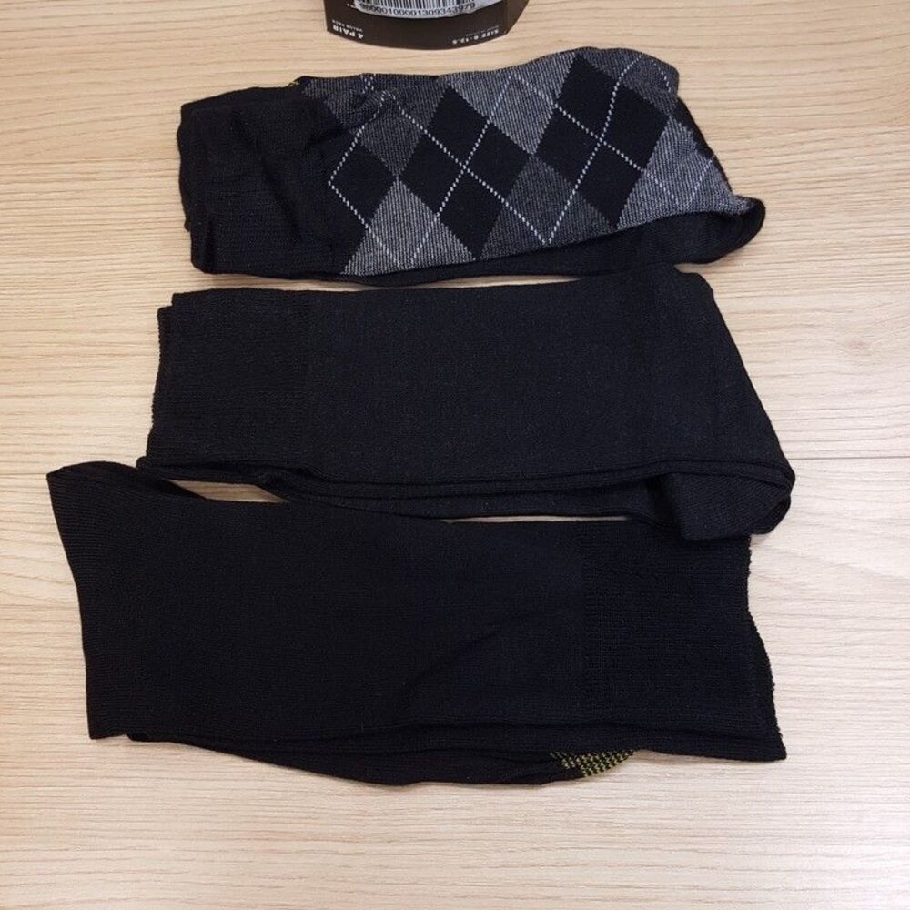GOLD TOE Mens Crew Dress Socks Black Argyle Heathered 3-Pack Reinforced Toe